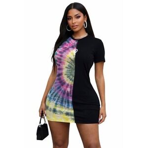 Civil Regime Baddies Tour Tie Dye Black Slay Bye Boy Werk Tee Mini‎ Dress Size S